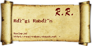 Régi Rabán névjegykártya